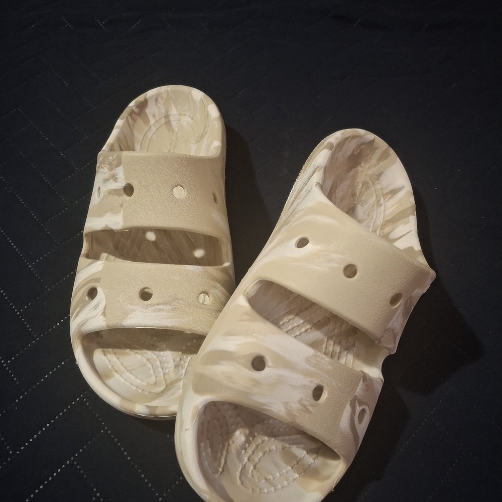 CROCS Tan Sandals with Ventilation Holes and Textured Footbed